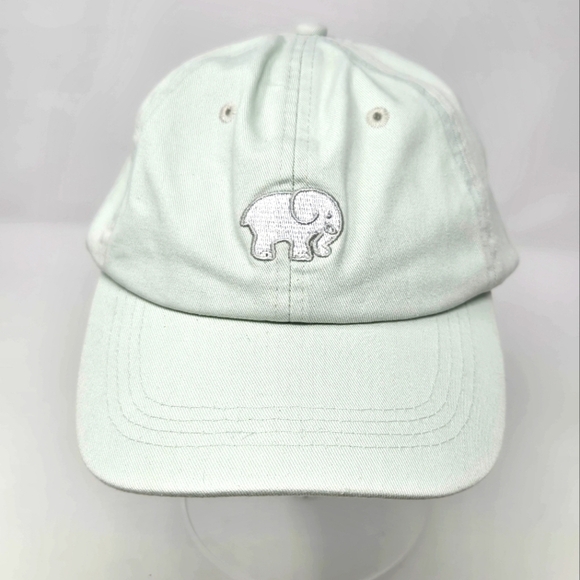 IVORY ELLA MINT GREEN BASEBALL HAT CAP WHITE EMBROIDERY ELEPHANT WOMEN OS COTTON - Picture 1 of 12